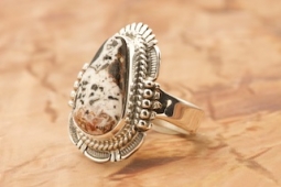 Sterling Silver White Buffalo Turquoise Navajo Ring